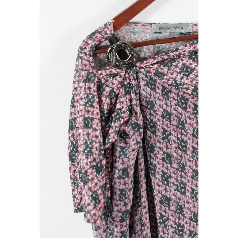 Sportmax Small Pink Grey Houndstooth Silk Dress